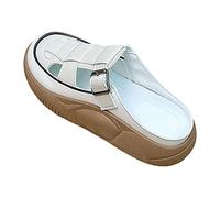 Générique Sandales pour Femmes 2023 été nouvelles demi-pantoufles vêtements d'extérieur pour femmes chaussures décontracté étape sur paresseux petites chaussures blanches(Beige,38)
