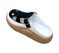 Générique Sandales pour Femmes 2023 été nouvelles demi-pantoufles vêtements d'extérieur pour femmes chaussures décontracté étape sur paresseux petites chaussures blanches(Black,39)