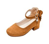 Générique Sandales Princesse Enfants Talons Hauts Épais, Chaussures Avec Nœud - Élégantes Pour Fêtes Et Cérémonies, Sandales Habillées Pour Petites Reines