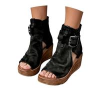 Générique Sandales Romaines Compensees Femme Confortable Mules Été Sabots à Enfiler Plateforme Plates Chaussures Bride Cheville Vintage Vacances Sandale Femme Talon compensé Plate-forme