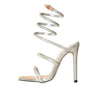 Générique Sandales sexy à Talons fine ornées d'un nœud en scintillant et d'un bout enveloppant en forme de serpentin, pour femmes Chaussure Ete Femme Sandales (40)