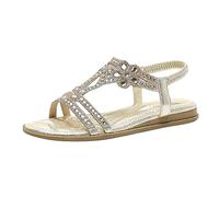 Générique Sandales Slingback à Strass pour Femmes, Bride Cheville Élastique, Talon Plat, Style Bohème Chic pour Plage et Cérémonies, Taille 36-41 (Gold, 40)