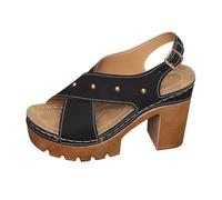 Générique sandales,Summer New Plus Size Thick High Heeled Sandals With A Back Strap And Thick Sole Casual Sandals For Women Chaussures Confortables Et Élégantes(Black,43)
