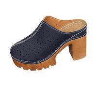 Générique Sandales talons hauts épais pour femmes, bout ouvert, chaussures de mariage et de cortège nuptial Bottes Pour Femmes Hauteur Du Genou (Navy, 40)