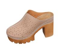 Générique Sandales talons hauts épais pour femmes, bout ouvert, chaussures de mariage et de cortège nuptial Bottes Pour Femmes Hauteur Du Genou (Beige, 40)