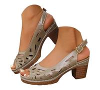 Générique Sandales talons hauts épais pour femmes, bout ouvert, chaussures de mariage et de cortège nuptial Escarpin Noire (Grey, 40)