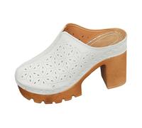 Générique Sandales talons hauts épais pour femmes, bout ouvert, chaussures de mariage et de cortège nuptial Bottes Pour Femmes Hauteur Du Genou (White, 38)
