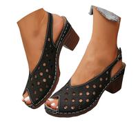 Générique Sandales talons hauts épais pour femmes, bout ouvert, chaussures de mariage et de cortège nuptial Portefeuille Cuir Marron (39)