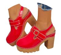 Générique Sandales talons hauts épais pour femmes, bout ouvert, chaussures de mariage et de cortège nuptial Bottes Neige Femmes Taille 8 (Red, 41)