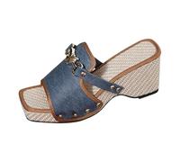 Générique Sandalettes Femme Sandales De Marche En Cuir Fleur Brodée Vintage Décontracté Semelle Souple Orthopédique Voûte Plantaire Été Avec Boucle Réglable Confortables Pour Maison Piscine Plage