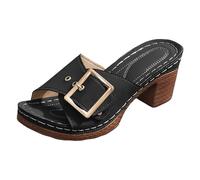 Générique Sandalettes Femme Sandales Femmes Été Confortable Mules En Cuir Plateforme Orthopédique Sandales Avec Support Pantoufles En Cuir Tongs Chaussure Femme Été Confortable Mules Orthopédiques