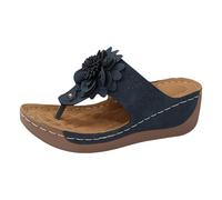 Générique Sandalettes Femme Sandales Orthopédiques Pour Femme Hallux Valgus Sandale Été Sandales Femmes Plates Mode Été Bohème Strass Fleurs Cuir Pu Tongs Confortable Bout Ouvert Pour Filles Taille