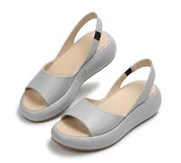 Générique Sandals with Straps Washable Orthopedic with Arch Support Summer Comfortable Platform Shoes Slip on Platform Fish Mouth Sandals Leather Mules Beach Shoes (White,39)