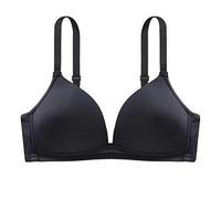 Générique sans Complexe Soutien Gorge Femmes à la Mode Couleur Unie lumière Sexy V Profond réunis sans sous-vêtements Anneau en Acier(Black,XL)