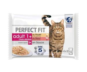 Générique sans Marque - Sachet Fraîcheur pour Chat Stérilisé à la Viande, 340g de Plaisir Gourmand - Lot De 4