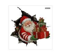 Générique Santa Claus Breaks The Wall to Deliver Wall Decal | Funny Breaking Santas Sticker, Christmas Clings Decor, Easy Removable Clings, for Home, Offices, Classroom