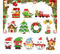 Générique Santa Claus Design Building Blocks Set, 12 Pack Christmas Theme Building Blocks Ornaments, DIY Christmas Building Block Toys, More Styles, More Fun (1Pcs)