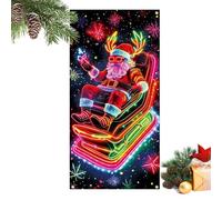 Générique Santa Door Cover - Fluorescent Christmas Door Wrap, Glow-in-The-Dark Holiday Backdrop, Festive Entrance Decoration, Waterproof Design, Wall Cover for Home, Party, School, 3x6ft