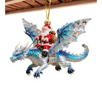 Générique Santa Dragon Riders Ornaments - 2D Acrylic Riding Collection | Christmas Dragon Ornament For Holiday Birthday Party Offices Car Home Room Classroom School