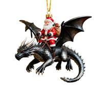 Générique Santa Dragon Riders Ornaments - 2D Acrylic Riding Collection | Christmas Dragon Ornament For Holiday Birthday Party Offices Car Home Room Classroom School