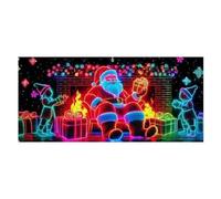 Générique Santa Garage Door Cover - Christmas Backdrop for Holiday Festivities | Polyester Fabric with UV Fluorescent Print, Weather Resistant Display, for Gatherings, Parties, Winter Celebrations