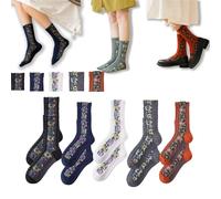Générique Saturatione 5 Pairs Vintage Embroidered Floral Socks, Elegant Saturatione Floral Socks, Women’s Jacquard Knit Sock (MIX)
