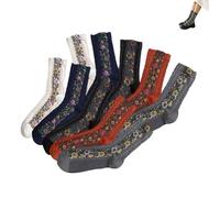 Générique Saturatione Socks,Vintage Embroidered Floral Socks,Knitting Pattern Are Cute and Comfortable, for Women (10Pcs)