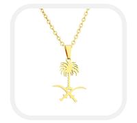 Générique Saudi Arabia National Emblem Flag Necklace Fashion Stainless Steel Country Republic Flag Pendant Jewelry for Women Men Gift (Style C)