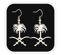 Générique Saudi Arabia National Emblem Flag Necklace Fashion Stainless Steel Country Republic Flag Pendant Jewelry for Women Men Gift (Style H)