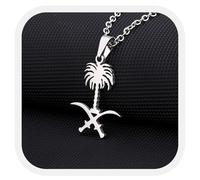 Générique Saudi Arabia National Emblem Flag Necklace Fashion Stainless Steel Country Republic Flag Pendant Jewelry for Women Men Gift (Style D)