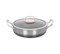 Générique Saute Pan - Nonstick Frying Pan | Stainless Steel Cookware | Double Handled with Lid, Nonstick Pans, Dishwasher Safe, Flat Bottom, for All Stovetops, Home Cooking Kitchen Restaurant Camping