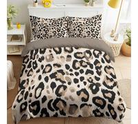 Générique Sauvage Imprimé Léopard Housse de Couette Classique Élégant Imprimé Animal Parure de Lit Literie Set Enfants Adultes 200 x 220 cm avec Taie d'oreiller Doux Décoration de Chambre, Marron