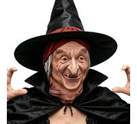 Générique Scary Halloween Face Cover - Breathable Realistic Witch Elastic Cap, Scary Halloween Head Covering, Horror Old Crone Latex | Creepy Sorceress Full Headpiece for Holiday Party Cosplay Events