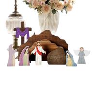 Générique Scène De La Nativité - Ornements en Bois du Tombeau De Jésus - Figurines Chrétiennes Religieuses De La Nativité | pour Bureau Étagère Chambre Église Famille Adultes Fêtes