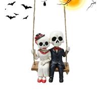 Générique Schaukelnde Skelettfiguren aus Kunstharz | Halloween Dekoration Skelett-Paares - Herbst Hof Garten Party Dekoration
