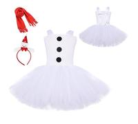 Générique Schneeprinzessin Kostüm Mädchen - -Form-Prinzessinnenkleid | Atmungsaktives Leichtes Prinzessinnenkostüm zum Thema Weihnachten | Festtagskleid Kinder Winter Geburtstag Karneval