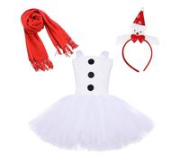 Générique Schneeprinzessin Kostüm Mädchen - -Form-Prinzessinnenkleid | Atmungsaktives Leichtes Prinzessinnenkostüm zum Thema Weihnachten | Festtagskleid Kinder Winter Geburtstag Karneval