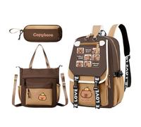 Générique School Backpacks, Adorable Junior High School Capybara Backpack, 13.78 inches Compact Lightweight Children Bookbag with Messenger Bag and Pencil Case for Teens, Kids Use