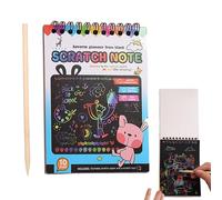 Générique Scratch Off Art Kit, Colorful Notebook Crafts Kit, Fun Painting Set for Kids, Creative Paper Art, White Cardboard, Birthday & Christmas Craft Supplies, 5.51x4.13 Inches