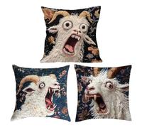 Générique Screaming Goat Pillow Covers - 17.7x17.7 inch Decorative Cushion Case Set, 3 Piece Sofa Accent Collection | for Bedroom Reading Nook Apartment Farmhouse Couch Dorm Interior Decoration Uses