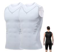 Générique Sculptix Ultimate Compression Tank, Sculptix Undershirt Tank Top Men Breathable, Build a Perfect Body (2-PCS White,TTG)