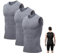 Générique Sculptix Ultimate Compression Tank, Sculptix Undershirt Tank Top Men Breathable, Build a Perfect Body (3-PCS Grey,TG)