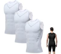 Générique Sculptix Ultimate Compression Tank, Sculptix Undershirt Tank Top Men Breathable, Build a Perfect Body (3-PCS White,M)