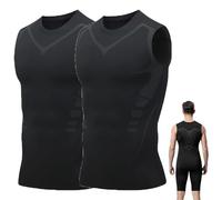 Générique Sculptix Ultimate Compression Tank, Sculptix Undershirt Tank Top Men Breathable, Build a Perfect Body (2-PCS Black,Grand)