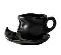 Générique Sculpture Coffee Mug - Couple Espresso Cups, Romantic Tea Mugs, Artistic Coffee Set, Face Sculpture Mug Kissings Art Cup | Handmade Abstract Couple Design Romantic Home Decor Gift Set