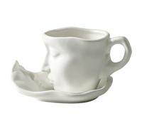 Générique Sculpture Coffee Mug - Couple Espresso Cups, Romantic Tea Mugs, Artistic Coffee Set, Face Sculpture Mug Kissings Art Cup | Handmade Abstract Couple Design Romantic Home Decor Gift Set
