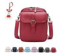 Générique Sculpture Crossbody Leather Bag, Waterproof Crossbody Bag, Theft Shoulder Bags Built in Wallet with 10 Card Slots (Red)
