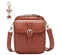 Générique Sculpture Crossbody Leather Bag, Waterproof Crossbody Bag, Theft Shoulder Bags Built in Wallet with 10 Card Slots (Brown)