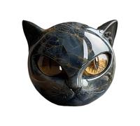 Générique Sculpture De Pierre De Chat Noire De Luxe - Cristaux Sculptés À La Main Et Pierres De Sculptées | Sculpture De Tête De Chat | Figurine De Chaton | Resin Kitten Art Statue, Jolie Décoration