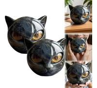 Générique Sculpture de Pierre de Chat Noire de Luxe, décoration de Maison élégante et œuvre d'art prêt pour Les Cadeaux, Cristaux sculptés à la Main et Pierres de guérison sculptées (2PC)